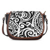 Black And White Polynesian Tattoo Print Saddle Bag