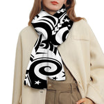 Black And White Polynesian Tattoo Print Scarf
