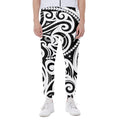 Black And White Polynesian Tattoo Print Joggers