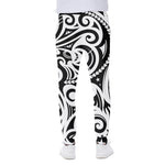Black And White Polynesian Tattoo Print Scuba Joggers