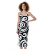 Black And White Polynesian Tattoo Print Slim Fit Midi Cami Dress