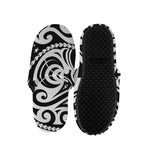 Black And White Polynesian Tattoo Print Slippers