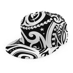 Black And White Polynesian Tattoo Print Snapback Cap