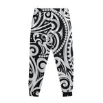 Black And White Polynesian Tattoo Print Sweatpants