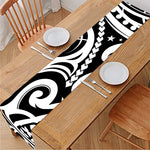 Black And White Polynesian Tattoo Print Table Runner