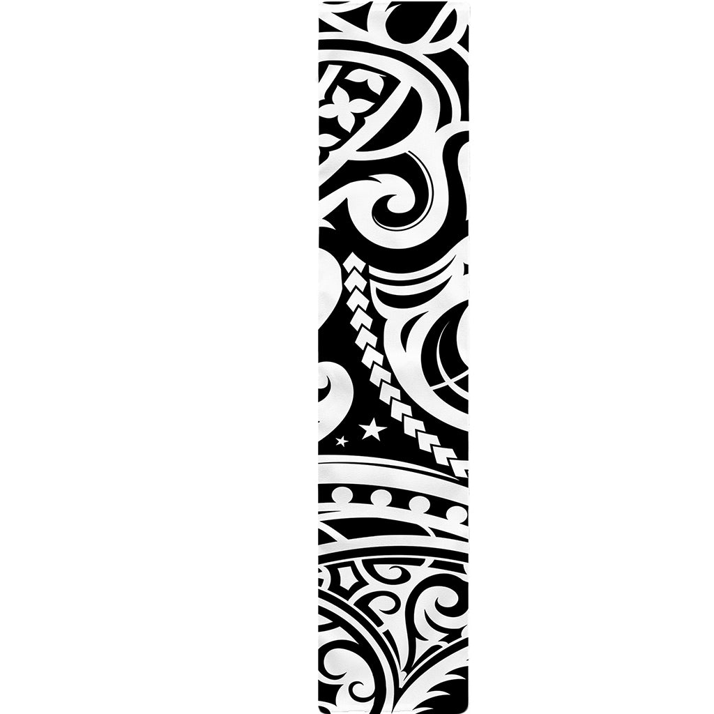 Black And White Polynesian Tattoo Print Table Runner