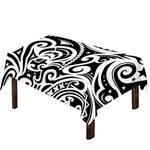 Black And White Polynesian Tattoo Print Tablecloth