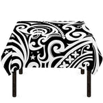 Black And White Polynesian Tattoo Print Tablecloth