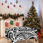 Black And White Polynesian Tattoo Print Tablecloth