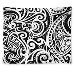 Black And White Polynesian Tattoo Print Tapestry