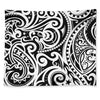 Black And White Polynesian Tattoo Print Tapestry