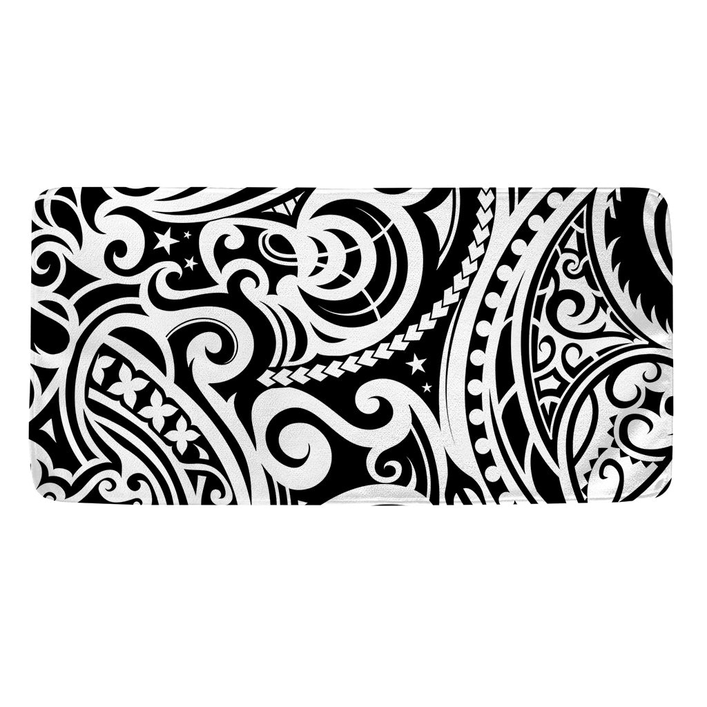 Black And White Polynesian Tattoo Print Towel