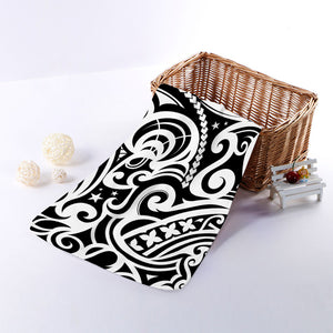 Black And White Polynesian Tattoo Print Towel