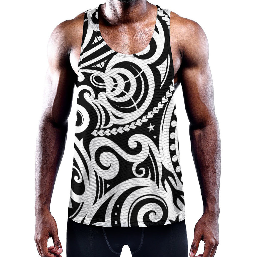 Black And White Polynesian Tattoo Print Training Tank Top