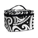 Black And White Polynesian Tattoo Print Travel Makeup Bag
