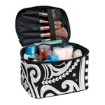 Black And White Polynesian Tattoo Print Travel Makeup Bag