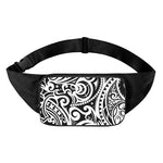 Black And White Polynesian Tattoo Print Waist Bag