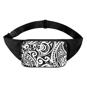 Black And White Polynesian Tattoo Print Waist Bag