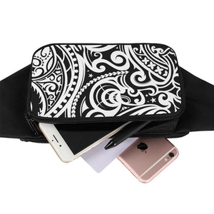 Black And White Polynesian Tattoo Print Waist Bag