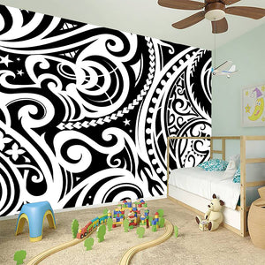 Black And White Polynesian Tattoo Print Wall Sticker