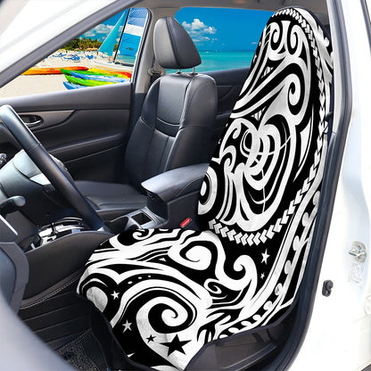 Black And White Polynesian Tattoo Print Waterproof Car Seat Cover