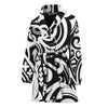 Black And White Polynesian Tattoo Print Women's Bathrobe