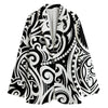 Black And White Polynesian Tattoo Print Women's Blazer