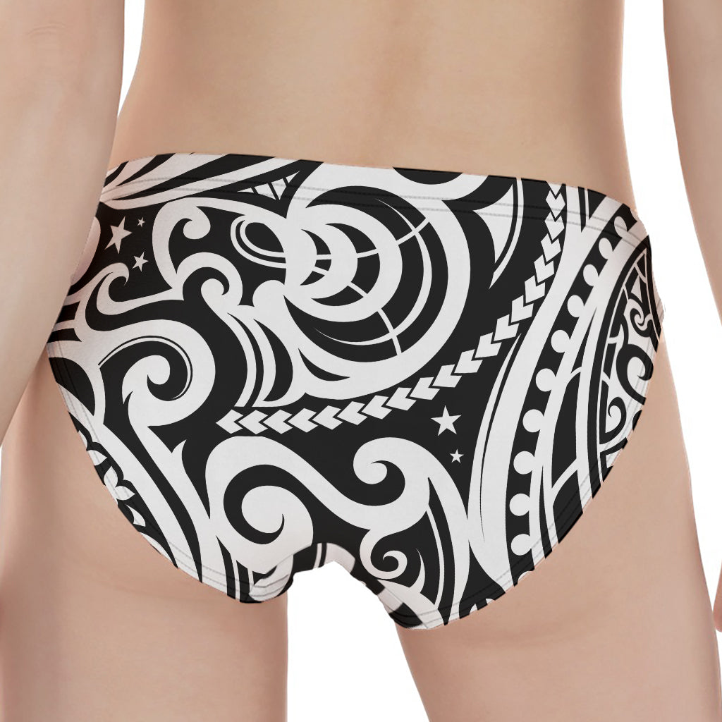 Black And White Polynesian Tattoo Print Women's Panties