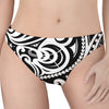 Black And White Polynesian Tattoo Print Women's Thong