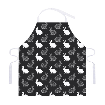 Black And White Rabbit Pattern Print Adjustable Apron