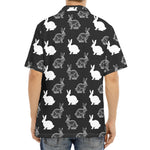 Black And White Rabbit Pattern Print Aloha Shirt