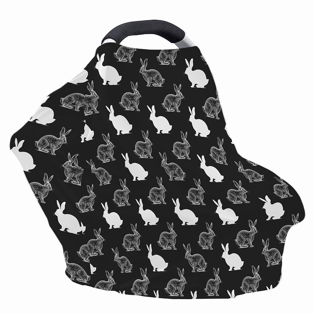 Black And White Rabbit Pattern Print Baby Seat Cover