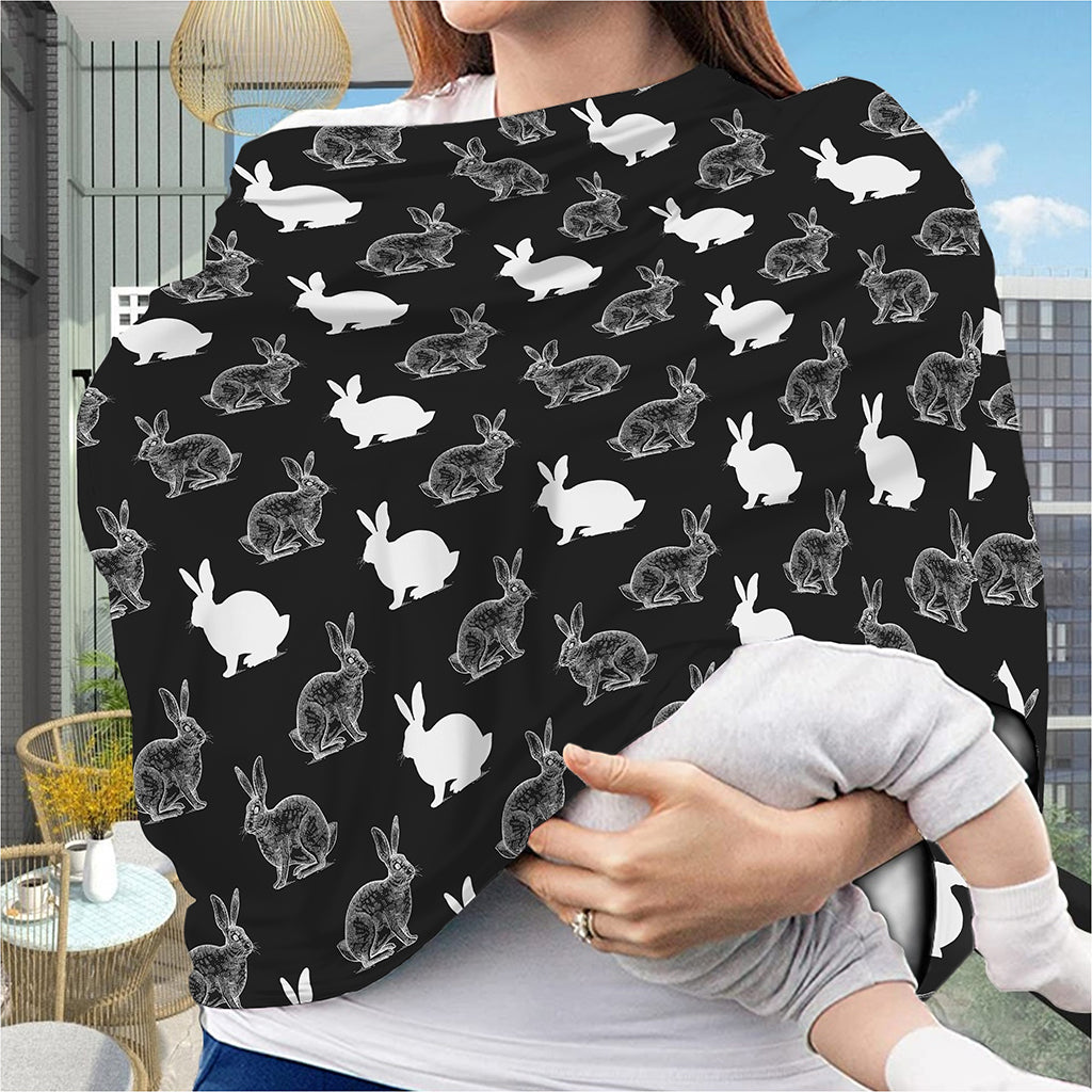 Black And White Rabbit Pattern Print Baby Seat Cover
