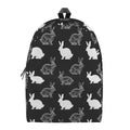 Black And White Rabbit Pattern Print School Backpack