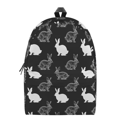 Black And White Rabbit Pattern Print Backpack