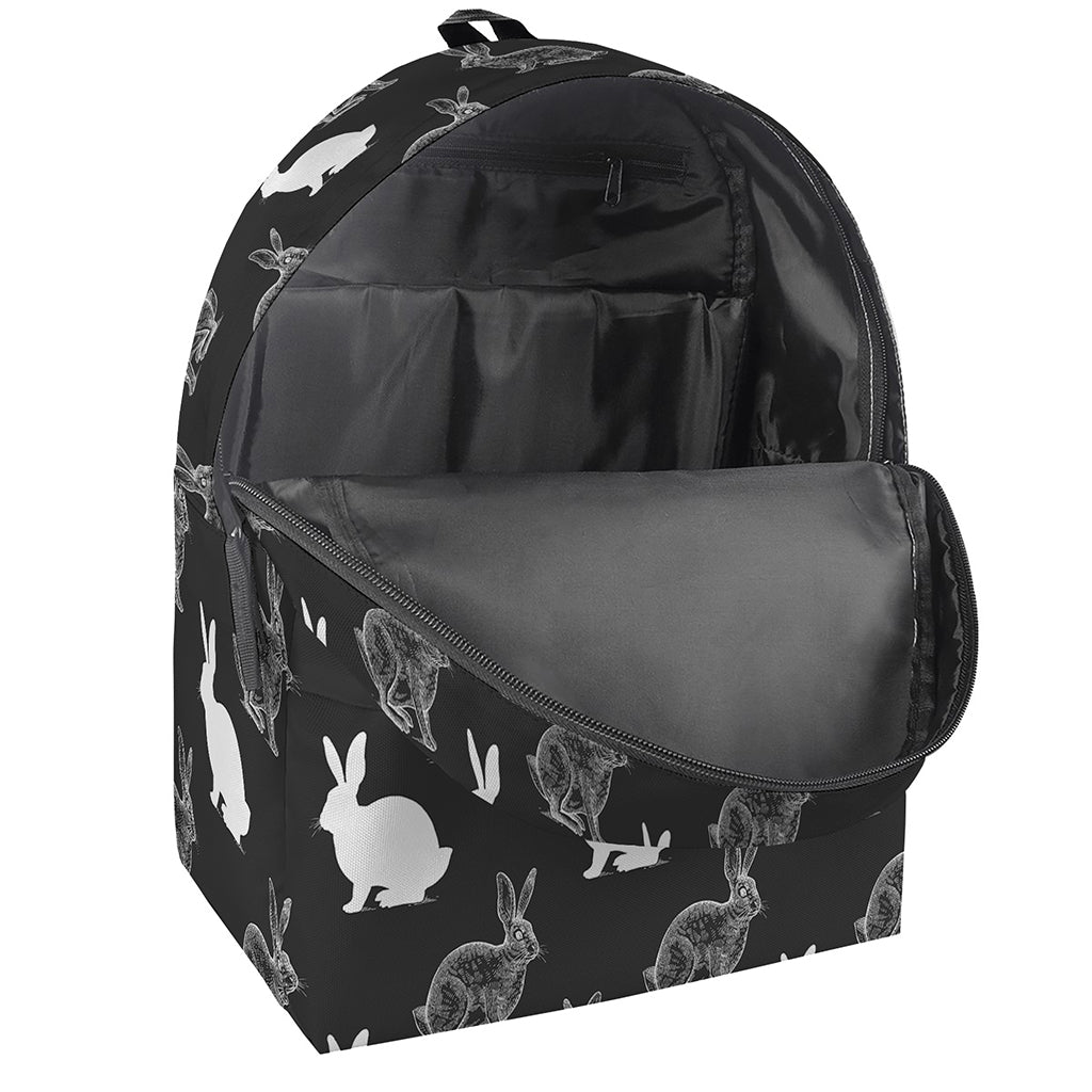 Black And White Rabbit Pattern Print Backpack