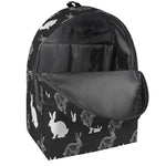 Black And White Rabbit Pattern Print Backpack