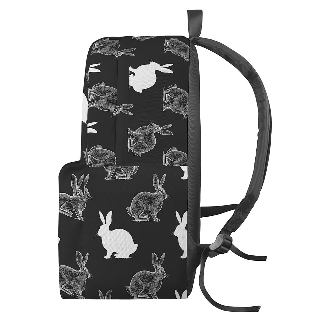 Black And White Rabbit Pattern Print Backpack