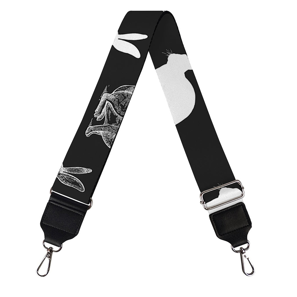 Black And White Rabbit Pattern Print Bag Strap