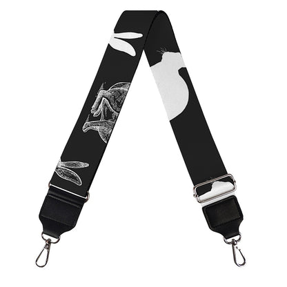 Black And White Rabbit Pattern Print Bag Strap