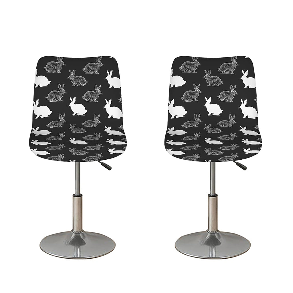 Black And White Rabbit Pattern Print Bar Stool Covers