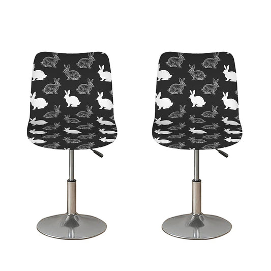 Black And White Rabbit Pattern Print Bar Stool Covers