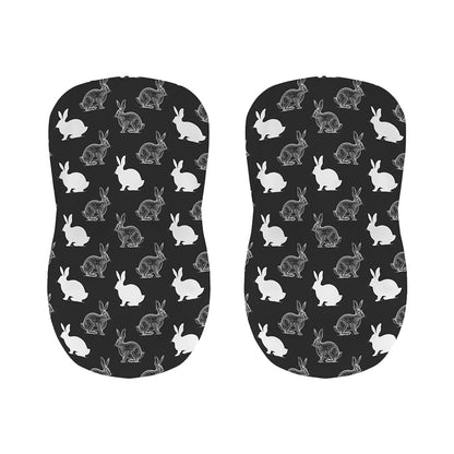 Black And White Rabbit Pattern Print Bar Stool Covers