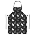 Black And White Rabbit Pattern Print Bib Apron With Pocket