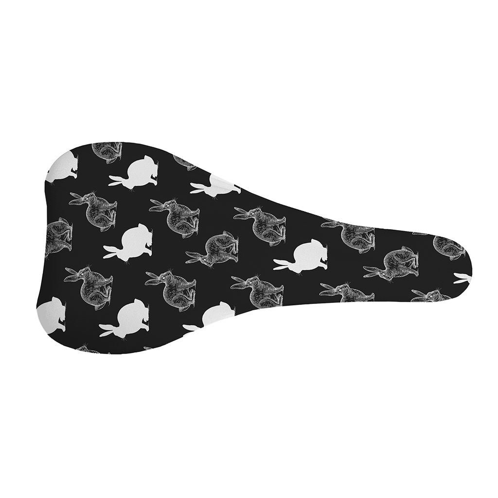 Black And White Rabbit Pattern Print Bicycle Seat Cover