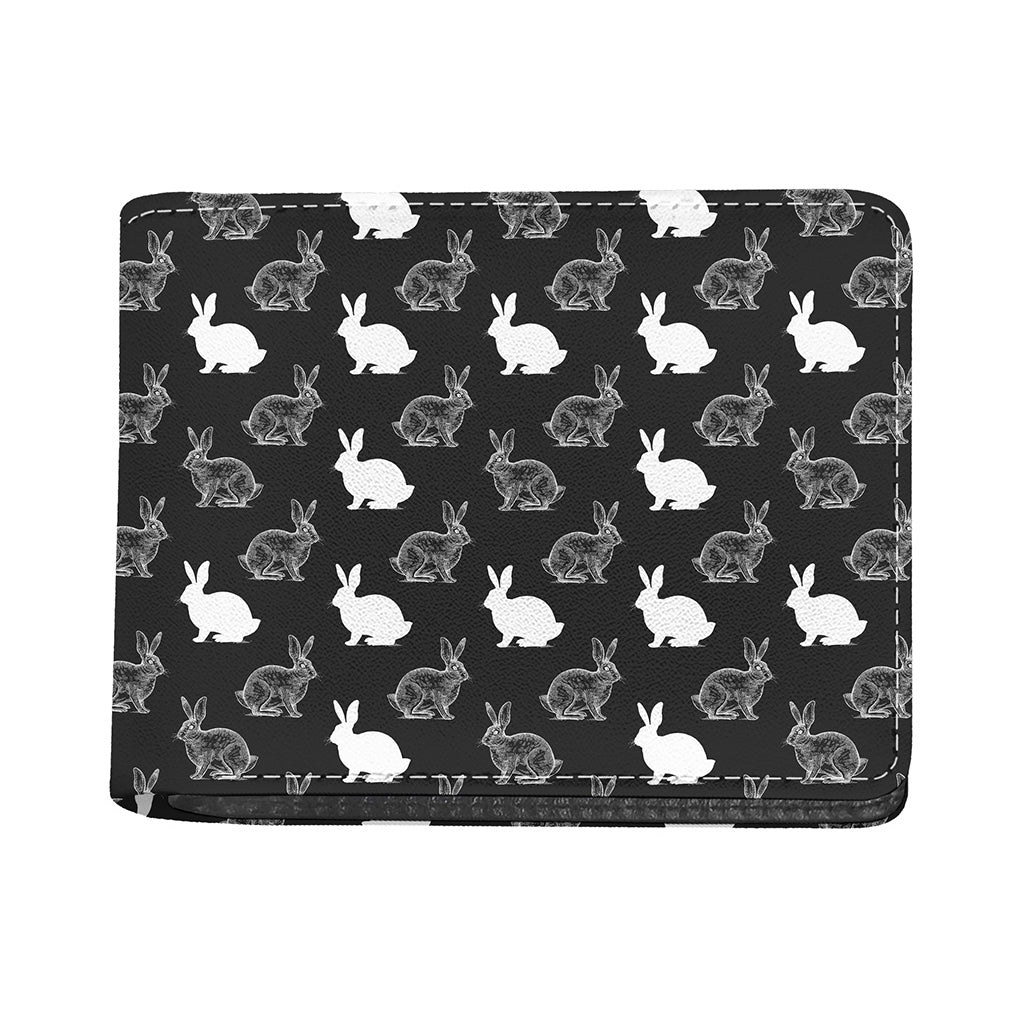 Black And White Rabbit Pattern Print Bifold Wallet