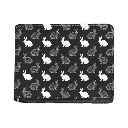 Black And White Rabbit Pattern Print Bifold Wallet