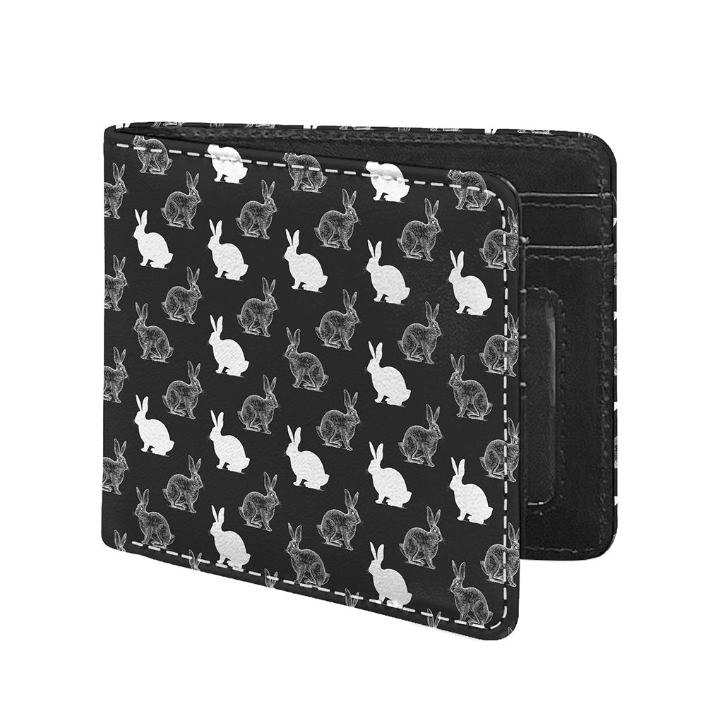 Black And White Rabbit Pattern Print Bifold Wallet