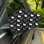 Black And White Rabbit Pattern Print Car Side Mirror Covers