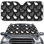 Black And White Rabbit Pattern Print Car Windshield Sun Shade